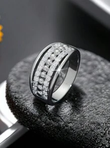 1pc Fashionable Ring With Cubic Zirconia Stone Decor, Elegant Style, Perfect Gift For Mom And Couple, Suitable For Party And Wedding - 1451 - View 17