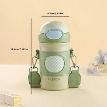 時尚節奏主題保溫杯,帶吸管,帶蓋,大容量便攜式女用水杯 - 綠色 - 查看 3