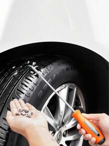 1pc Car Tire Stone Removal Tool, Multi-Functional Pick Stone Clearing Hook To Remove Stones, Prevent Tire Burst - Orange - View 1