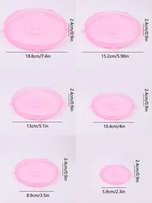 6入組矽膠保鮮蓋,碗專用密封蓋,食品用塑膠包裝膜,多功能使用 - 粉色 - 查看 2