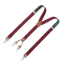 Suspenders For Men Wedding 2.5cm Wide Y-Back Hook Suspender Tall Adjustable Elastic Striped Trouser Braces Straps - Multicolor - View 11