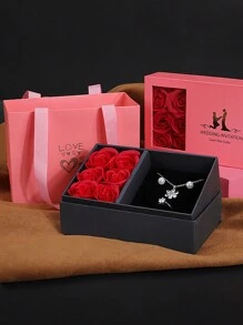 1入組永恆的玫瑰情人節禮物盒,玫瑰珠寶盒,時尚珠寶禮品包裝盒,多功能珠寶盒,情人節禮物收納盒,適合您的珠寶禮物 - 母親節,情人節等最佳禮物！只有禮品盒帶玫瑰,不含珠寶 - 紅色 - 查看 6