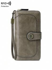 CHARM INFINITE Rfid Blocking Multi-Functional Trifold Women's For Women Wallet Purse Wallet Long Wallet Wristlet Wallet - Grey - View 3
