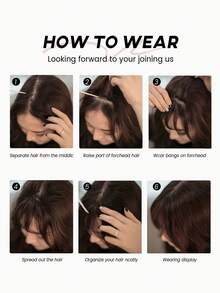 Clip In Bangs Fringe Bangs Synthetic Hair Extensions Clip On Bangs Natural Brown Flat Neat Bangs Hairpieces Hair Extension Synthetic Wig For Daily Wear - Brown - View 6