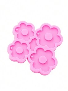 1pc Liquid Silicone Mold For Jewelry Making, Diy Accessories Dration, With Shiny Mirror Surface, Mini Plum Blossom Shape, Suitable For Earrings, Pendants, Hat, Shoes, And Other Clothing Accessory Mold - Pink - View 4
