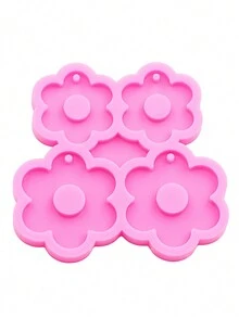 1pc Liquid Silicone Mold For Jewelry Making, Diy Accessories Dration, With Shiny Mirror Surface, Mini Plum Blossom Shape, Suitable For Earrings, Pendants, Hat, Shoes, And Other Clothing Accessory Mold - Pink - View 3