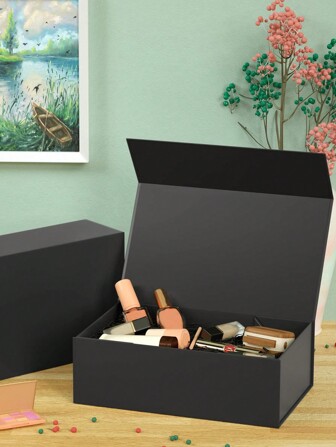 DIY 圣诞礼品盒，带盖礼品盒，磁性封口盒，适用于婚礼、生日、情人节、毕业典礼、圣诞节、礼物礼品盒 DIY 黑色圣诞礼品盒，带盖空白纸板工艺盒，用于装饰，节日礼品包装，用于派对回礼