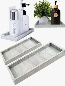 1pc Bathroom Vanity Tray, Soap Dispenser Tray, Silicone Vanity Tray, Storage Tray For Hand Soap Shampoo Perfume And Jewelry Display - Multicolor - View 7