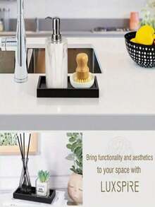 1pc Bathroom Vanity Tray, Soap Dispenser Tray, Silicone Vanity Tray, Storage Tray For Hand Soap Shampoo Perfume And Jewelry Display - Multicolor - View 3