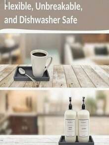 1pc Bathroom Vanity Tray, Soap Dispenser Tray, Silicone Vanity Tray, Storage Tray For Hand Soap Shampoo Perfume And Jewelry Display - Multicolor - View 4