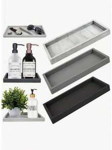 1pc Bathroom Vanity Tray, Soap Dispenser Tray, Silicone Vanity Tray, Storage Tray For Hand Soap Shampoo Perfume And Jewelry Display - Multicolor - View 1