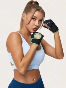 1 雙男女通用半指運動手套,適合騎乘、健身、攀岩、賽車、射擊和戶外活動 - 綠色 - 查看 3