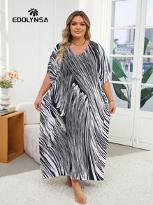 加大码 卡夫坦家居服休闲服 卡夫坦波西米亚连衣裙孕妇装夏季 - 彩色 - 查看 2