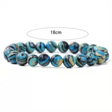 1pc 6/8/10mm Deep Blue Malachite Stone Bracelet, Couple Energy Yoga Bracelet Men Women Jewelry - Blue - View 2
