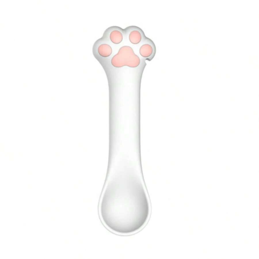 1pc Pet Can Spoon & Tin Opener, Cat Paw Shaped Can Opener Spoon For Wet Food - White - View 1