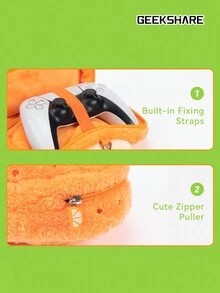 GeekShare Geeshare 1pc Cute Plush Orange Rabbit Carrying Case Compatible With Ps5/Xbox/Ns Pro Controllers And Other Small Accessories - orange - View 6
