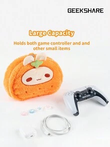 GeekShare Geeshare 1pc Cute Plush Orange Rabbit Carrying Case Compatible With Ps5/Xbox/Ns Pro Controllers And Other Small Accessories - orange - View 3