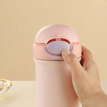 時尚擊樂保溫保冷杯,配可攜式斜挎帶,帶有彈出式蓋子和吸管,大容量女性戶外使用 - 粉色 - 查看 6