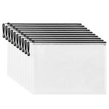 5 PCS A4 Mesh File Zip Bags Folder Wallets, Reinforced Zipper With Threads Mesh Zipper Pouch For School Office Supplies,Document, Storage, Cosmetics, Travel Accessories - White - View 1