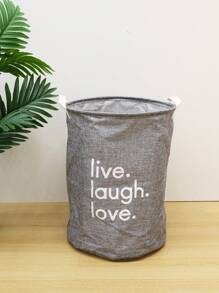 1個折疊布料洗衣籃衣服玩具收納盒,家用 - 灰色 - 查看 6