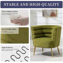 HOMEFUN Accent Chair Leisure Single Chair With Golden Feet - Olive Green - View 3