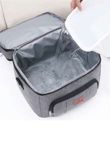 1个可重复使用的保温午餐袋，适合办公室、野餐、徒步旅行、海滩等场合 - 防漏保温手提袋，可装12罐饮料，成人尺寸，适合返校、教室、大学、学校用品、厨房收纳整理、厨房配件 - 灰色 - 查看 6