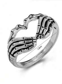 Skeleton Hand Design Ring - Silver - View 4