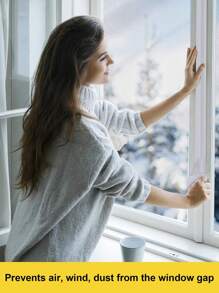 1 Roll Window Sealing Tape, Sliding Window Glass Door Frame Sealing Strip, Waterproof Windproof Gasket Sealant Tape - White - View 5