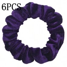 6/10 件/批 天鹅绒女士女孩发圈弹性发带 多色混合纯色时尚马尾辫固定发带配饰发圈 适合日常使用 - 彩色 - 查看 57