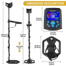 Professional Metal Detector, Backlit Lcd Display Portable Adjustable & Telescopic Metal Detector, Waterproof High Precision Locating Underground Depth Metal Detector - Black - View 3