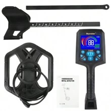 Professional Metal Detector, Backlit Lcd Display Portable Adjustable & Telescopic Metal Detector, Waterproof High Precision Locating Underground Depth Metal Detector - Black - View 7
