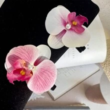 1pc Simulated Phalaenopsis Flower Shape Hair Clip,Bangs Clip/Side Clip For Beach Vacation/Bridesmaid/Party - Multicolor - View 4