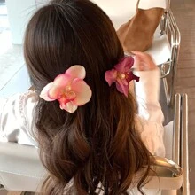1pc Simulated Phalaenopsis Flower Shape Hair Clip,Bangs Clip/Side Clip For Beach Vacation/Bridesmaid/Party - Multicolor - View 2