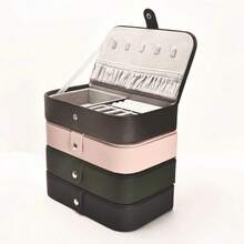 Portable Jewelry Storage Box, Earrings Holder, Minimalist Multi-Functional Organizer, Jewelry Organizer Box - Black - View 6