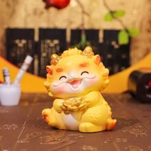 幸運龍福獲靈龍公仔家居辦公室車內裝飾品,適用於龍年 - 黃色 - 查看 1