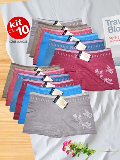 KIT c/10 CUECA FEMININA BOXER Premium Super Macia & Extremamente Confortável Lingerie Calcinha