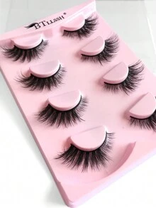 BTLLSSH 4對/組 全卷曲 17mm 蓬鬆細長濃密貓眼假睫毛,日常化妝,增大眼效果 - 黑色 - 查看 5