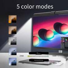 1pc 6w Led Monitor Mount Lamp With Dual Color Temperature, Touch Dimming, Eye Protection & Blue Light Blocking, Asymmetric Computer Screen Light - Black - View 6