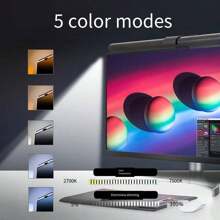 1pc 6w Led Monitor Mount Lamp With Dual Color Temperature, Touch Dimming, Eye Protection & Blue Light Blocking, Asymmetric Computer Screen Light - Black - View 5
