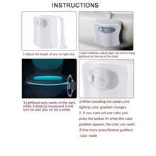 1pc Motion Sensor Toilet Night Light, 8 Color Changing Toilet Light, LED Night Light, Bathroom Decor, Bathroom Accessories (Battery Not Included) - White - View 10