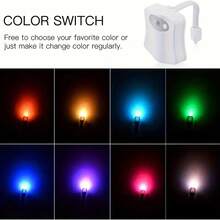 1pc Motion Sensor Toilet Night Light, 8 Color Changing Toilet Light, LED Night Light, Bathroom Decor, Bathroom Accessories (Battery Not Included) - White - View 8