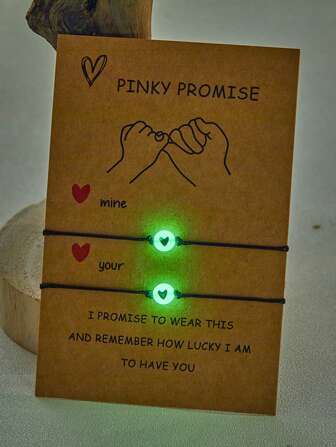 2 st Night Luminous Flat Beads Stickat armband med hjärtformad design för bästa vän/pars alla hjärtans dag