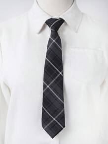 1pc Handmade Polyester Checked Free-Tie Style Fashionable Versatile Schoolgirl Tie For Women, Suitable For Jk Uniform Shirts And Everyday Casual Party Matching - Multicolor - View 1