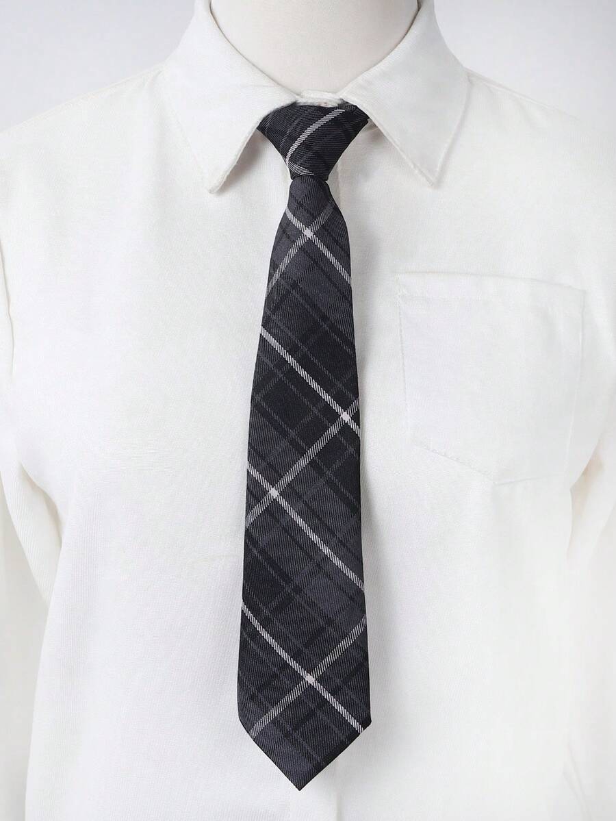 1pc Handmade Polyester Checked Free-Tie Style Fashionable Versatile Schoolgirl Tie For Women, Suitable For Jk Uniform Shirts And Everyday Casual Party Matching - Multicolor - View 1