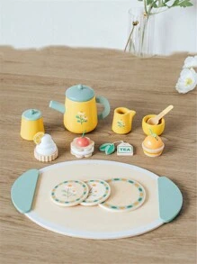 全新兒童模擬玩樂造型茶具甜點套裝,幼稚園遊戲場角色扮演早期木製玩具 - 彩色 - 查看 6