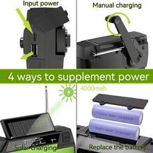 Emergency Crank Weather Radio, 4000mAh Solar Hand Crank Portable AM/FM /NOAA Weather Radio With 3 Mode Flashlight & Motion Sensor Reading Lamp, Cell Phone Charger, SOS For Home And Emergency, Outdoor Garden Lighting For Pathway, Yard, Patio - Green - View 9