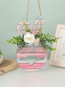 1入聖誕標誌＂merry Christmas＂裝飾花圈掛牌,具有農村風格的麻布木質室內外聖誕節假日裝飾裝飾,可於家中窗戶、牆壁或室外使用 - 粉色 - 查看 2