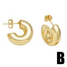 女性簡約款c形耳環,金銀色首飾 - C Shape - 查看 9