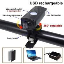 Bicycle Headlight UBS Rechargeable Headlight Night Riding Warning Light Set Outdoor Bicycle Flashlight - Black - View 10