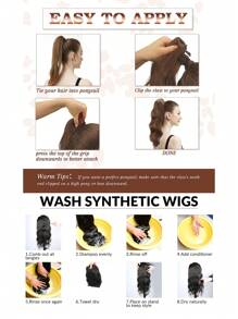 Brown Claw Ponytail Extension Hair Accessories 20 Inch Long Natural Wave Heat Resistant Fiber Synthetic Ponytail Wig Women Daily Use - Brown - View 9